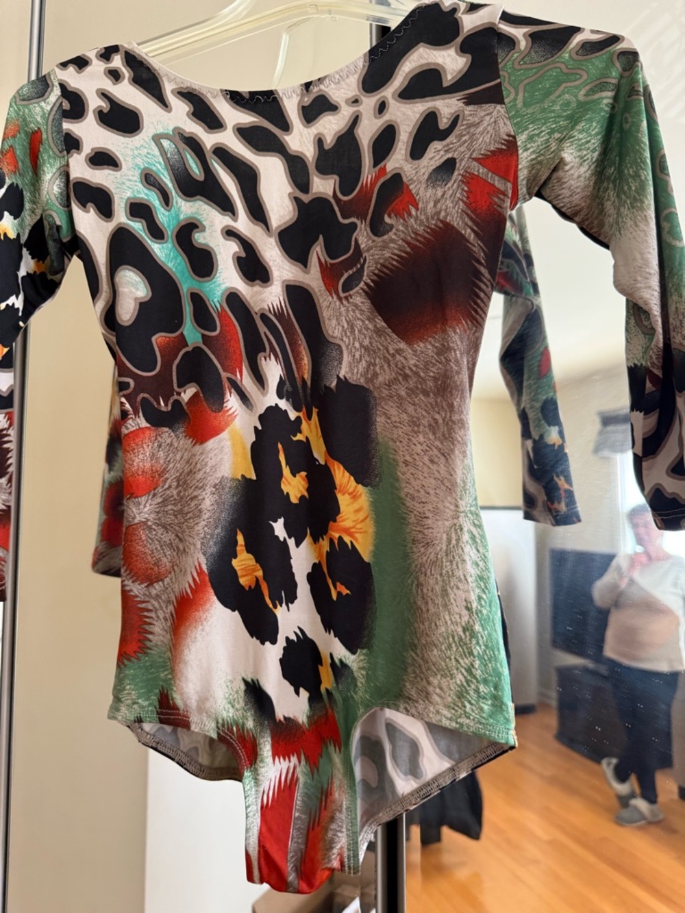 Abstract Animal-Print Scoop Neck Women's Top in Multi
